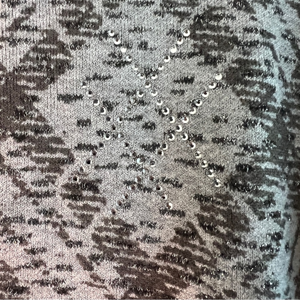 CHARTER CLUB Grey sweater Shiny Embellishments cardigan long sleeves Large EUC - Picture 8 of 10